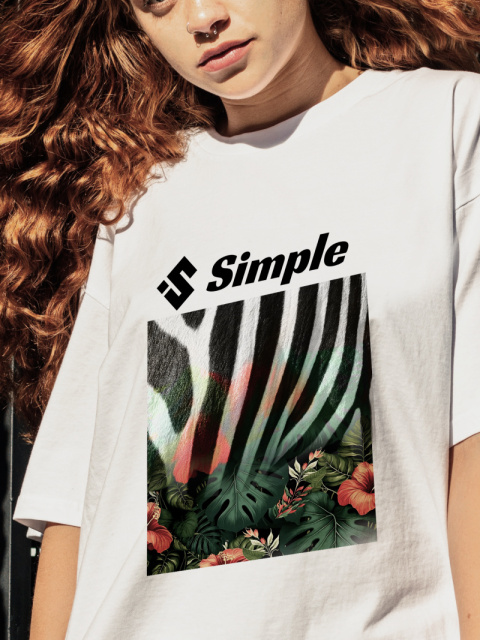 Produkt przykładowy: Koszulka damska Paradise Biała Regular od Simple Produkt przykładowy: Koszulka damska Paradise Biała Regular od Simple