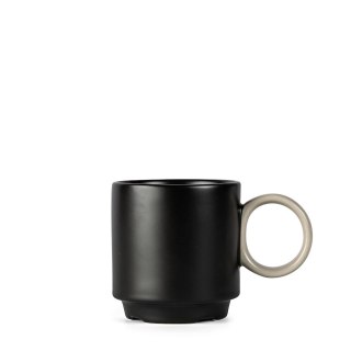 Filiżanka do espresso NIKI z podstawką, czarny/beżowy