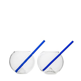 Szklanka ze słomką 2-PAK CLEAR/BLUE