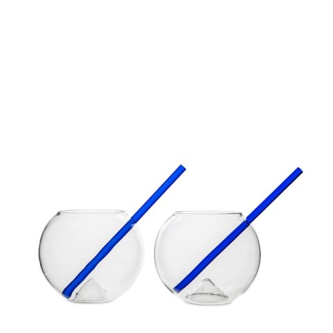 Szklanka ze słomką 2-PAK CLEAR/BLUE Szklanka ze słomką 2-PAK CLEAR/BLUE