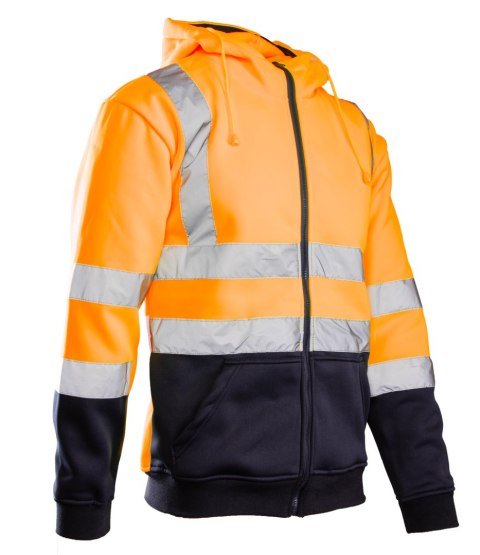 BLUZA DRESOWA WSTAWKA GRANAT ODBLASKOWA KAT. II BF014 - POMARAŃCZ/GRANAT L