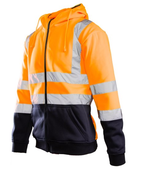 BLUZA DRESOWA WSTAWKA GRANAT ODBLASKOWA KAT. II BF014 - POMARAŃCZ/GRANAT S