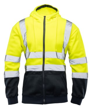 BLUZA DRESOWA WSTAWKA GRANAT ODBLASKOWA KAT. II BF014 - ŻÓŁTY/GRANAT S