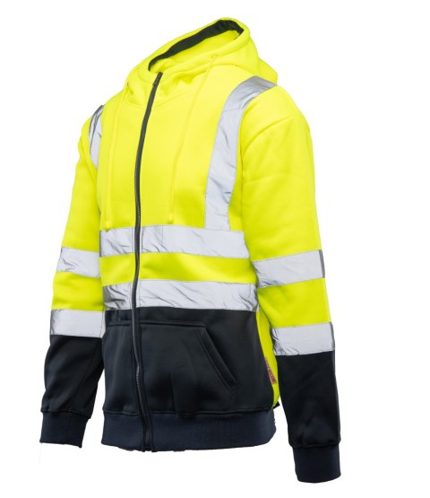 BLUZA DRESOWA WSTAWKA GRANAT ODBLASKOWA KAT. II BF014 - ŻÓŁTY/GRANAT S