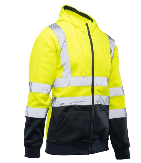 BLUZA DRESOWA WSTAWKA GRANAT ODBLASKOWA KAT. II BF014 - ŻÓŁTY/GRANAT S