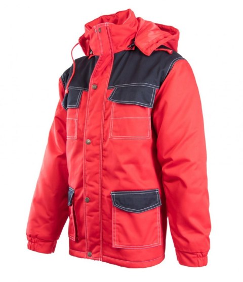 KURTKA PARKA WSTAWKA KOLOR - CZARNO-CZERWONY (cc) 3XL.
