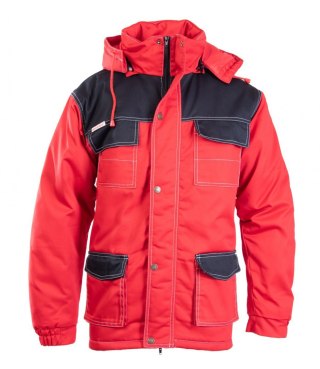 KURTKA PARKA WSTAWKA KOLOR - CZARNO-CZERWONY (cc) S