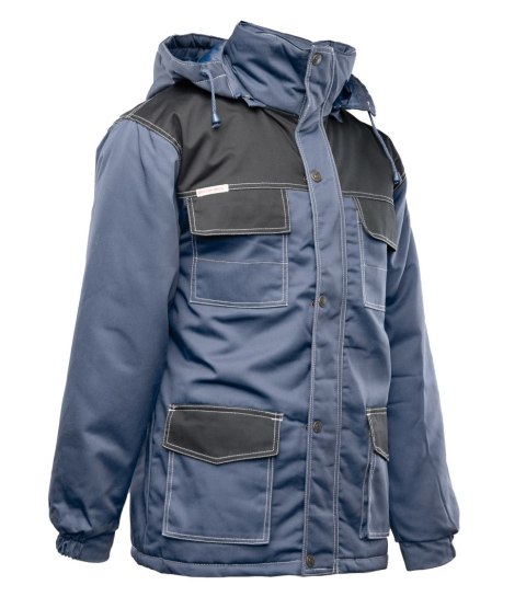 KURTKA PARKA WSTAWKA KOLOR - Stalowo - czarny S
