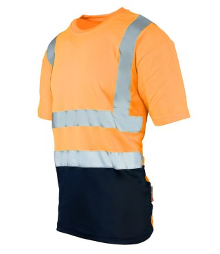 KOSZULKA Z PASAMI ODBLASKOWYMI 50-50 160G - Pomarańczowy 3XL.