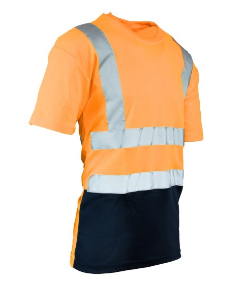 KOSZULKA Z PASAMI ODBLASKOWYMI 50-50 160G - Pomarańczowy 3XL.