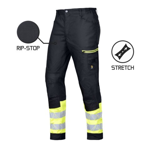 SPODNIE DO PASA MEGAWORK RIP-STOP STRETCH BLACK ROZM. 46