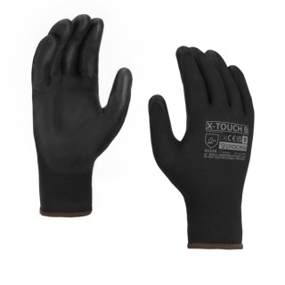 RĘKAWICE OCHRONNE POWLEKANE PU X-TOUCH BLACK ROZM.10