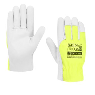 RĘKAWICE WZMOCNIONE KOZIĄ SKÓRĄ X-PILOT NEON ROZM. 10