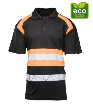 ECO RIVAL KOSZULKA POLO CZARNY/POMARAŃCZ - Pomarańcz (_o) M