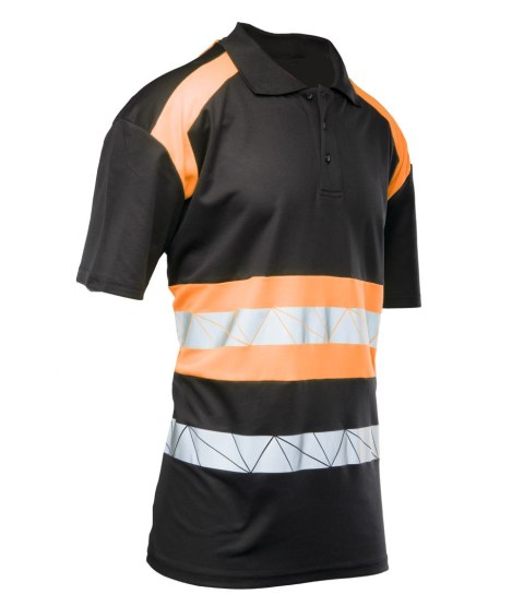 ECO RIVAL KOSZULKA POLO CZARNY/POMARAŃCZ - Pomarańcz (_o) S