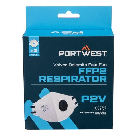FFP2 Valved Dolomite Fold Flat Respirator (Pk3) FFP2 Valved Dolomite Fold Flat Respirator (Pk3)