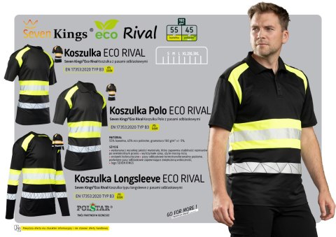ECO RIVAL KOSZULKA POLO CZARNY/POMARAŃCZ - Pomarańcz (_o) 3XL.