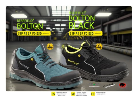 PÓŁBUT BOLTON CZARNY S1PS SR FO ESD - Czarny 39 PÓŁBUT BOLTON CZARNY S1PS SR FO ESD - Czarny 39