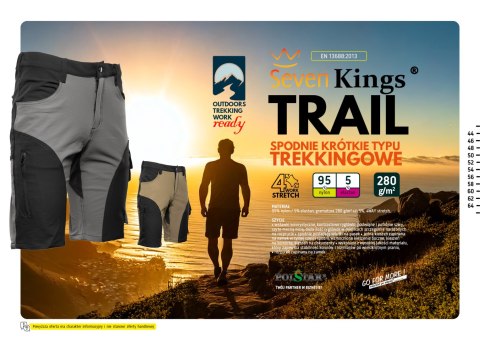 TRAIL SPODNIE KRÓTKIE STAL/CZARNY - Stalowy 62