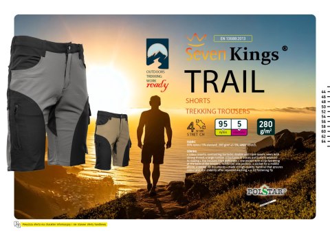 TRAIL SPODNIE KRÓTKIE STAL/CZARNY - Stalowy 62