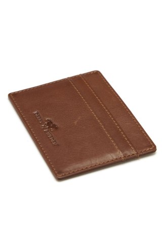 LEATHER LINE CARD HOLDER IN BOX COGNAC ONE SIZE
