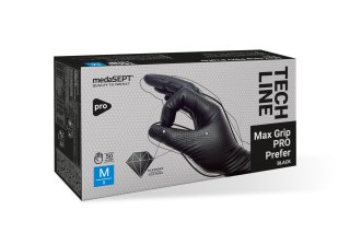 RĘKAWICE OCHRONNE, NITRYLOWE BEZPUDROWE CZARNE 50 SZT. - MAX GRIP BLACK