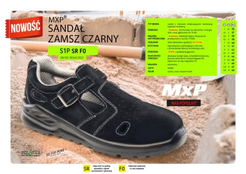 SANDAŁ MXP S1P SR FO ZAMSZ CZARNY - Czarny 36 SANDAŁ MXP S1P SR FO ZAMSZ CZARNY - Czarny 36