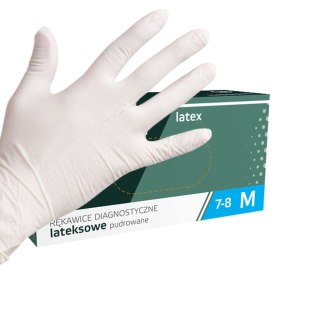 RĘKAWICE DIAGNOSTYCZNE I OCHRONNE, LATEKSOWE LEKKO PUDROWANE 100 SZT rozm. XL