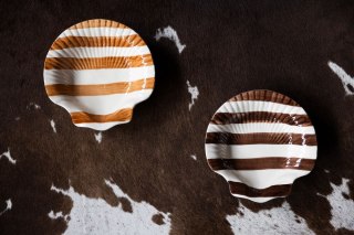 Talerz AROMA Stripe, jasnobrązowy/biały