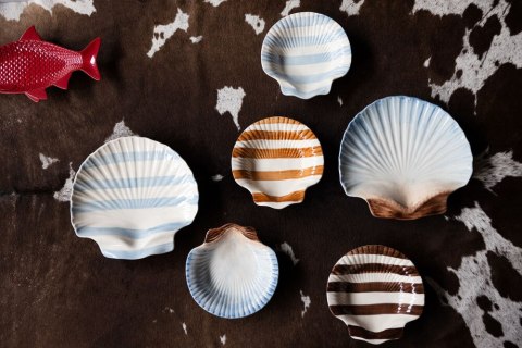 Talerz AROMA Stripe, jasnobrązowy/biały