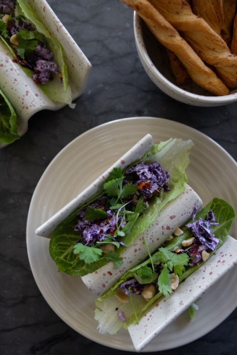 Stojak do tacos DITTE 2-szt, beżowy/bordowy