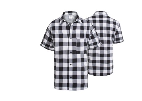 KOSZULA FLANELOWA KRÓTKI RĘKAW BIAŁO-CZARNA rozm. XXL