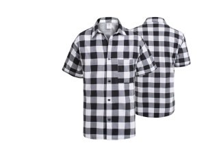 KOSZULA FLANELOWA KRÓTKI RĘKAW BIAŁO-CZARNA rozm. M