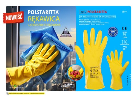 RĘKAWICE POLSTARITTA GUMOWE FLOKOWANE (2110X ) ŻÓŁTA - Żółty (_y) 9