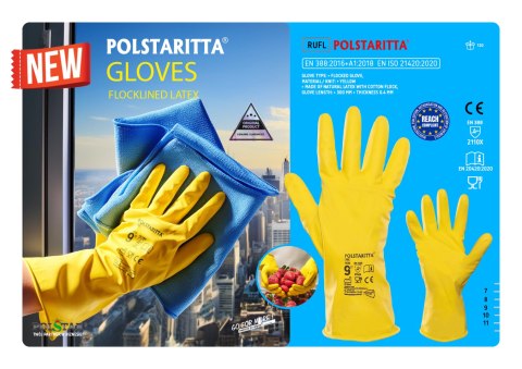 RĘKAWICE POLSTARITTA GUMOWE FLOKOWANE (2110X ) ŻÓŁTA - Żółty (_y) 9