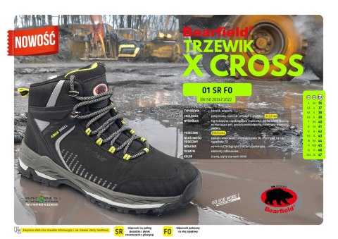 TRZEWIK BEARFIELD X CROSS O1 SR FO - Czarny-Żółty(cy) 41
