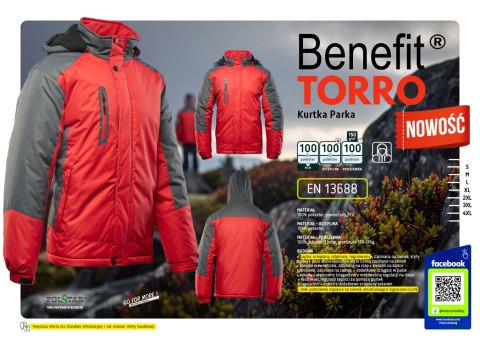 BENEFIT TORRO KURTKA STALOWY/CZERWONY - SC S