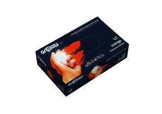 RĘKAWICE OCHRONNE, NITRYLOWE BEZPUDROWE POMARAŃCZOWE 50 SZT. - GRIPZZLY ROZM. M