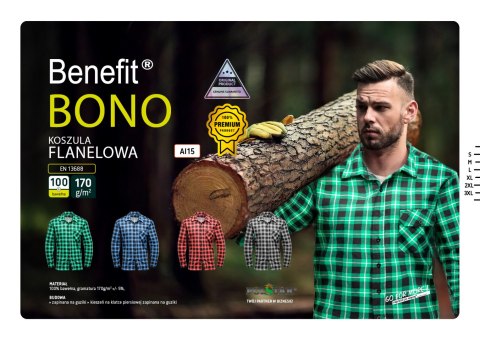 BONO KOSZULA FLANELOWA NIEBIESKI - Niebieski 3XL.