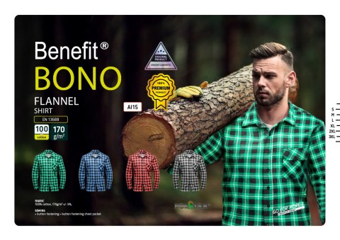 BONO KOSZULA FLANELOWA ZIELEŃ - Zielony 2XL.