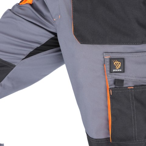 SPODNIE OGRODNICZKI PROMAN STRETCH 250 SZARY POMARAŃCZOWY