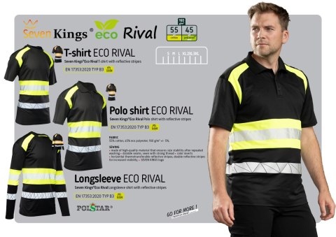 ECO RIVAL KOSZULKA CZARNY/ŻÓŁTY - Żółty (_y) 2XL.