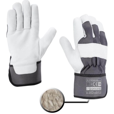 RĘKAWICE OCIEPLANE WZMOCNIONE KOZIĄ SKÓRĄ X-PREMIUM WINTER ROZM. 10