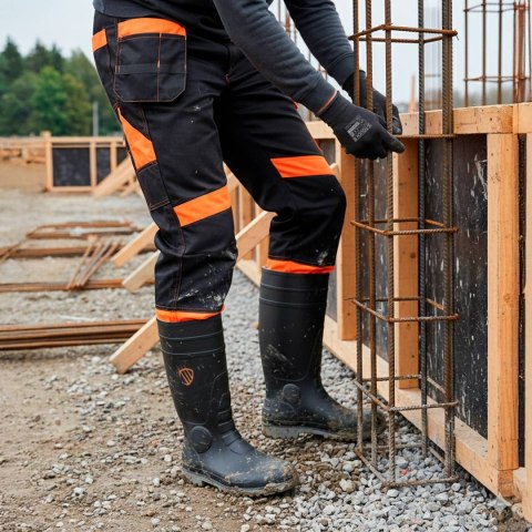 SPODNIE DO PASA PROMONTER 260 CZARNO POMARAŃCZOWE HVP ROZM. 48