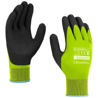 RĘKAWICE OCHRONNE PODWÓJNIE POWLEKANE LATEKSEM X-HYDROS GREEN ROZM. 10